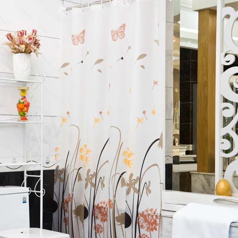 

100%PEVA Butterfly Pattern Waterproof Matte Waterproof and Mildew Proof Thick Warm Shower Curtain For Bathroom