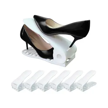 

Shoe Slots Space Saver, Adjustable Shoe Slotz Organizer, Shoe Holders for Sandals Heels Casual Shoes Sneakers, 6 Pieces Set (Whi
