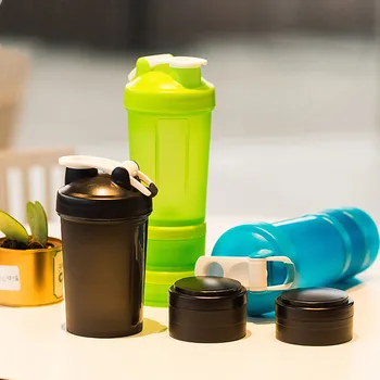 

Hot New Protein Powder Shaker Bottles Spring Shaker Cup Gym Three Layers Shaker Protein milk Shaker Bottles GL53
