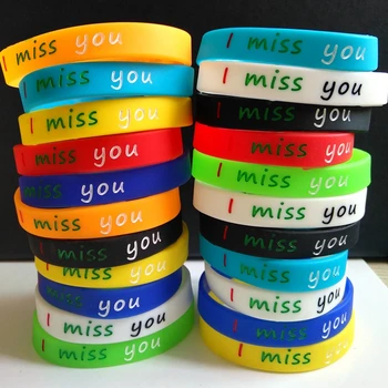 

Wholesale 50pcs Men Women Fashion Wristbands Classic Colors " I Miss you " Silicone Bracelet Rubber Casual Beautiful Jewelry