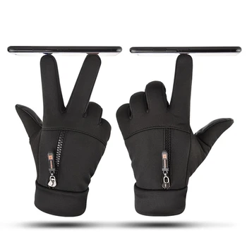 

Men Women Touch Screen Winter Gloves Waterproof Gloves Zipper Riding Windproof Warm Fleece Skiing Cycling Riding Glove