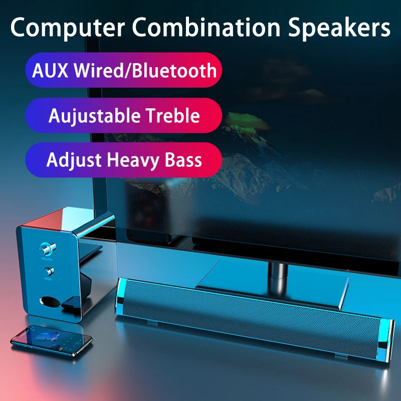 

Sound Bar USB Wired and Wireless Bluetooth Speaker Home Theater Surround Extra Bass PC Combination Computer Speakers
