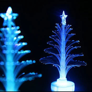 

Colored Fiber Optic LED Light-up Mini Christmas Tree with Top Star Battery Powered Children Toy Light Tree HKS99