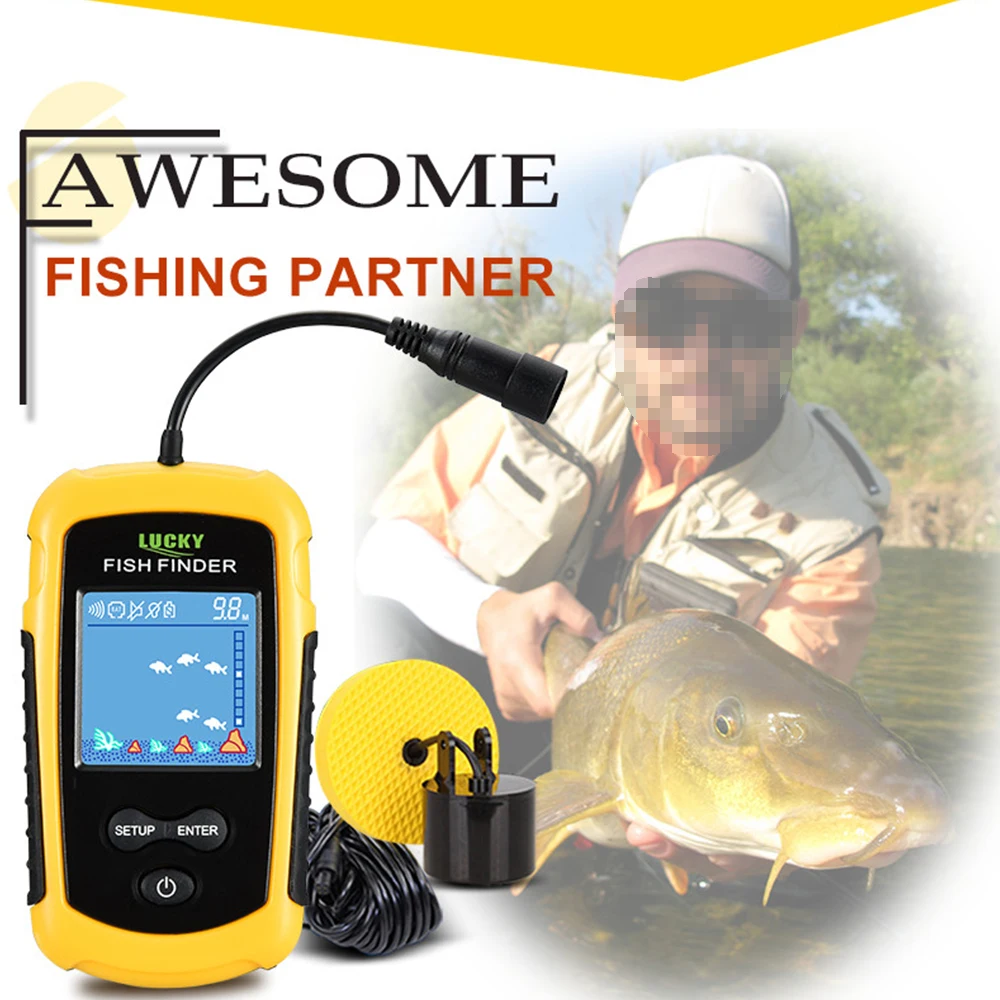 Проводной рыбоискатель 100 м измеритель глубины Sonar Echo sounder Fishfinder lcd цветной экран портативный рыбий детектор Sonar для рыбалки