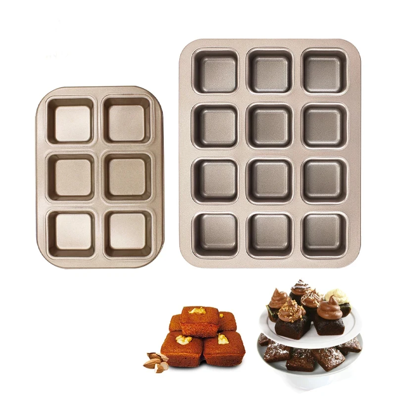 

Square Baking Pan Mini Brownie Non-stick 6-cavity Carbon Steel Bread Cake Fondant Cookie Mold Tart Trays Mould Bakeware Tools