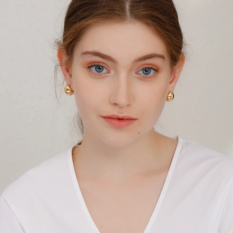 Peri'sBox 4 Designs Round Ball Geometric Earrings Textured Gold Earrings for Women Star Earrings Basket Huggie Earrings 2019 - Image 2