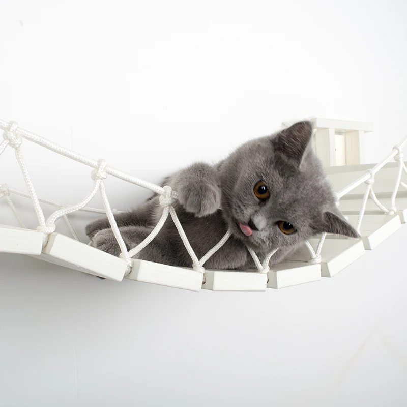 Настенное крепление для кошки деревянная лестница Когтеточка столб дерево котенок скалолазание мост Lounge кровать для питомца кошки мебель для кошки прыгающая платформа