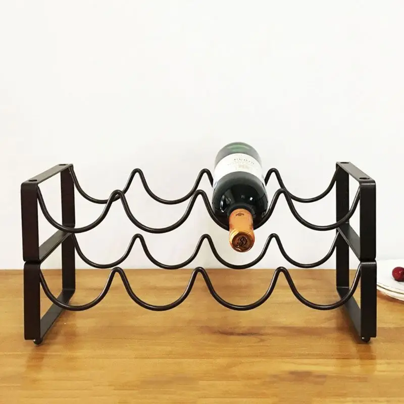 4 Bottles Metal Stackable Red Wine Holder Storage Rack Space Saver Display Stand Kitchen Bar Tools