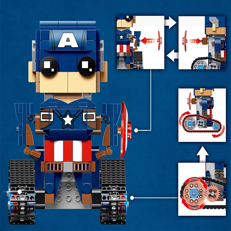 brick headz Smart avenger superman captain America spider-man robot controls children's toys