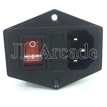 

1Pc IO Switch With Fuse 3 Pin IEC320 C14 Plug ON/OFF Switch Socket With Female Plug For Power Supply Cord Arcade Machine