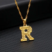 Letter Initial Necklaces Chain Choker Collier Female Pendant Stainless-Steel Men Gold