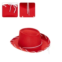 Cool Western Felt Brown Red Cowboy Hat Adjustable for Halloween Role-play Festivals Theme Party Costumes for Boys Girls 2