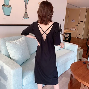 

Women Cotton Sleep Dress Night Wear 2020 Summer Sexy Short-Sleeved Elegant Nightdress Sleepwear Ladies Lingerie Dropshipping