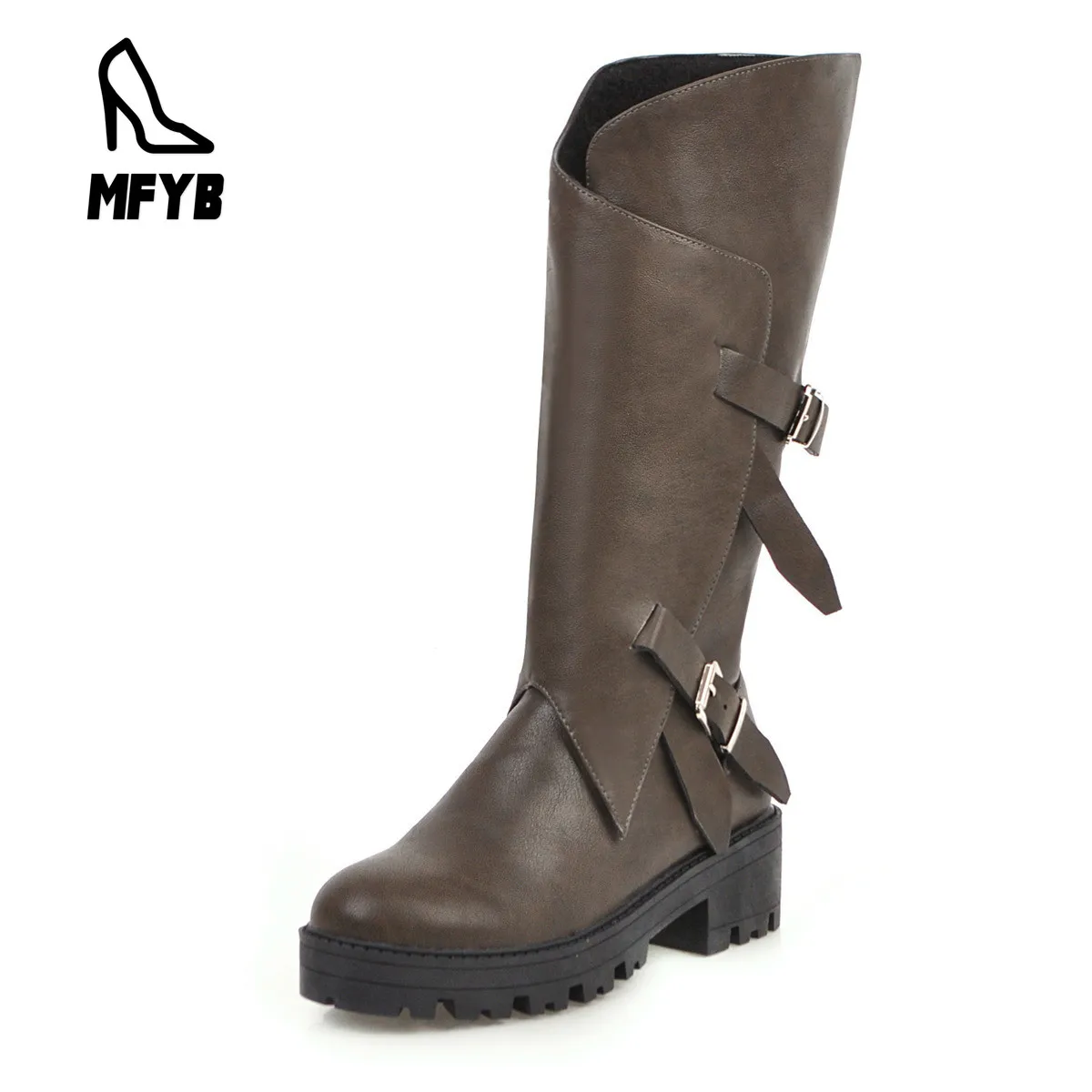 

MFYB Women's boots 2019 winter new comfortable square heel women's shoes waterproof platform 35-43 irregular tube women's boots