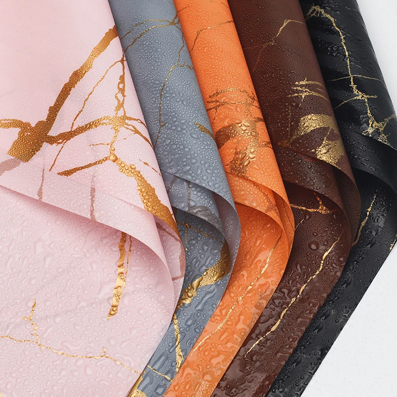 5Pcs Gold Marble Texture Flowers Packaging Paper DIY Crafts Scrapbook Wedding Bouquet Gift Box Waterproof Wrapping Origami Paper