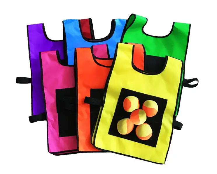 1Set Game Props Vest Sticky Jersey Vest Game Vest Waistcoat With Sticky Ball Throwing Children Kids Outdoor Fun Sports Toy ZXH