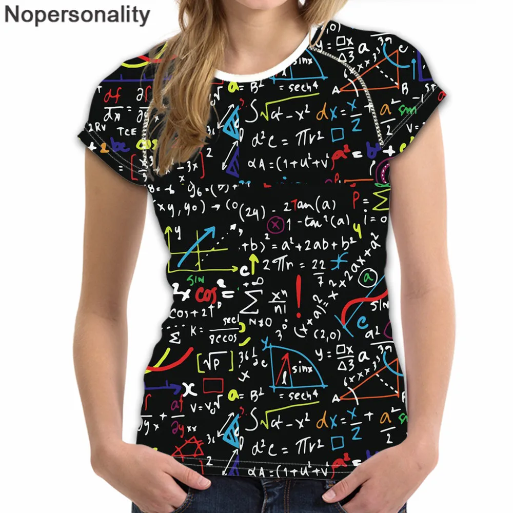 Nopersonality, новинка, модные футболки, математическая формула, принт, футболка, тонкая, для женщин, короткий рукав, повседневная, для девушек, топы для учителя, S-XXL - Цвет: Z2473BV