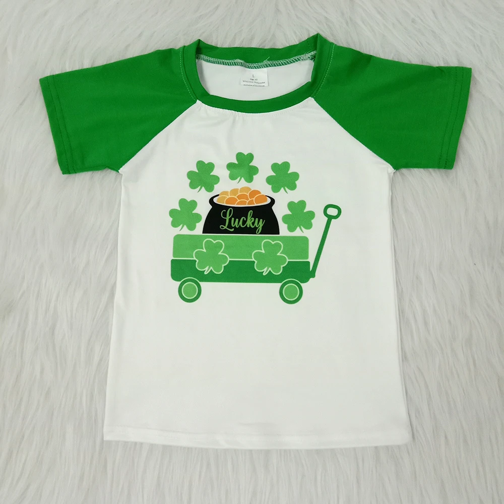 

2020 latest toddler boy clothes boy short sleeve t-shirt st patrick's day raglan t-shirt for boys with lucky letters