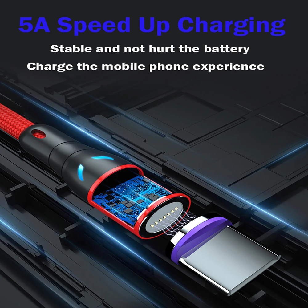 5A супер быстрая зарядка Магнитный кабель для iPhone 11 Xiaomi huawei samsung Micro Usb type C