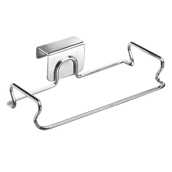 

Stainless Steel Kitchen Hanger Storage Rack Cabinet Door Trash Organizer Rack Closet Storage Hook Holders Garbage Bags
