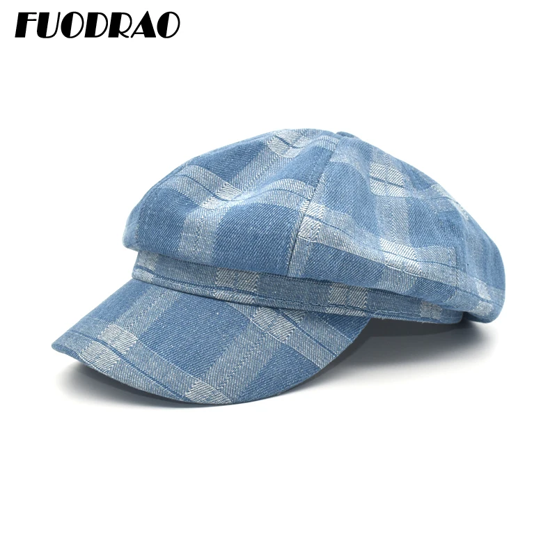 

FUODRAO New Women Octagonal Hats For Winter Female Cotton Hats Plaid Vintage Fashion Newsboy Caps Autumn Women's Caps C19