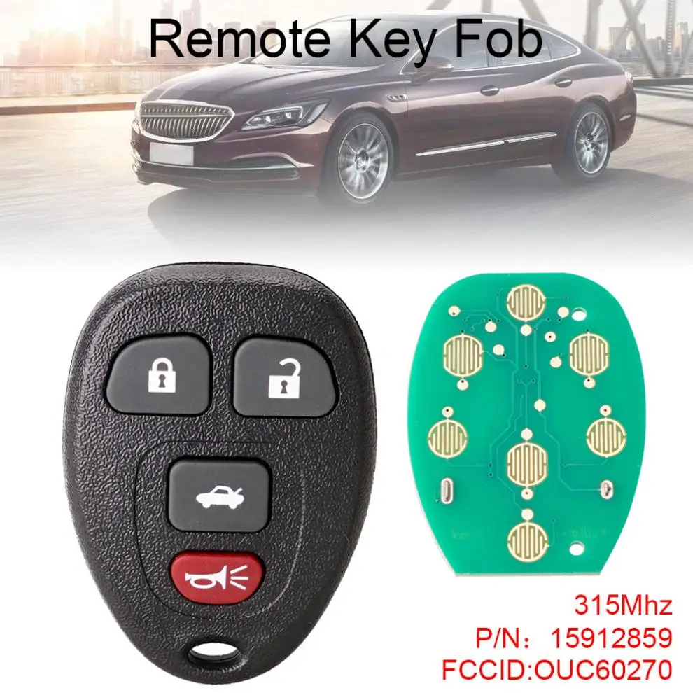 

315Mhz 4 Buttons Remote Keyless Entry Fob Car Key OUC60270 Fit for 2006 2007 2008 2009 2010 2011 2012 2013 Chevrolet Impala