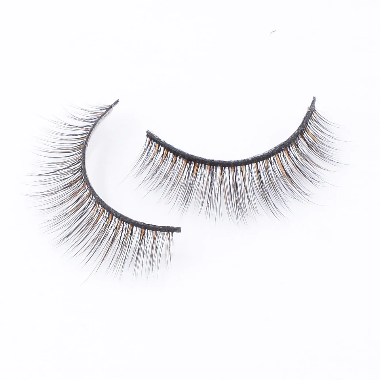 

Black Color Plus Brown Mink False Eyelashes 4D Soft Lightweight Fake Eyelash Extension Make Up Natural 1 Pair Packaging