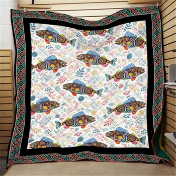 

3D Colored Fish Printing Digital Quilt 2019 Marine Plant Popular Beautiful Comforter Comfortable Fashion Summer Quilt For Beds