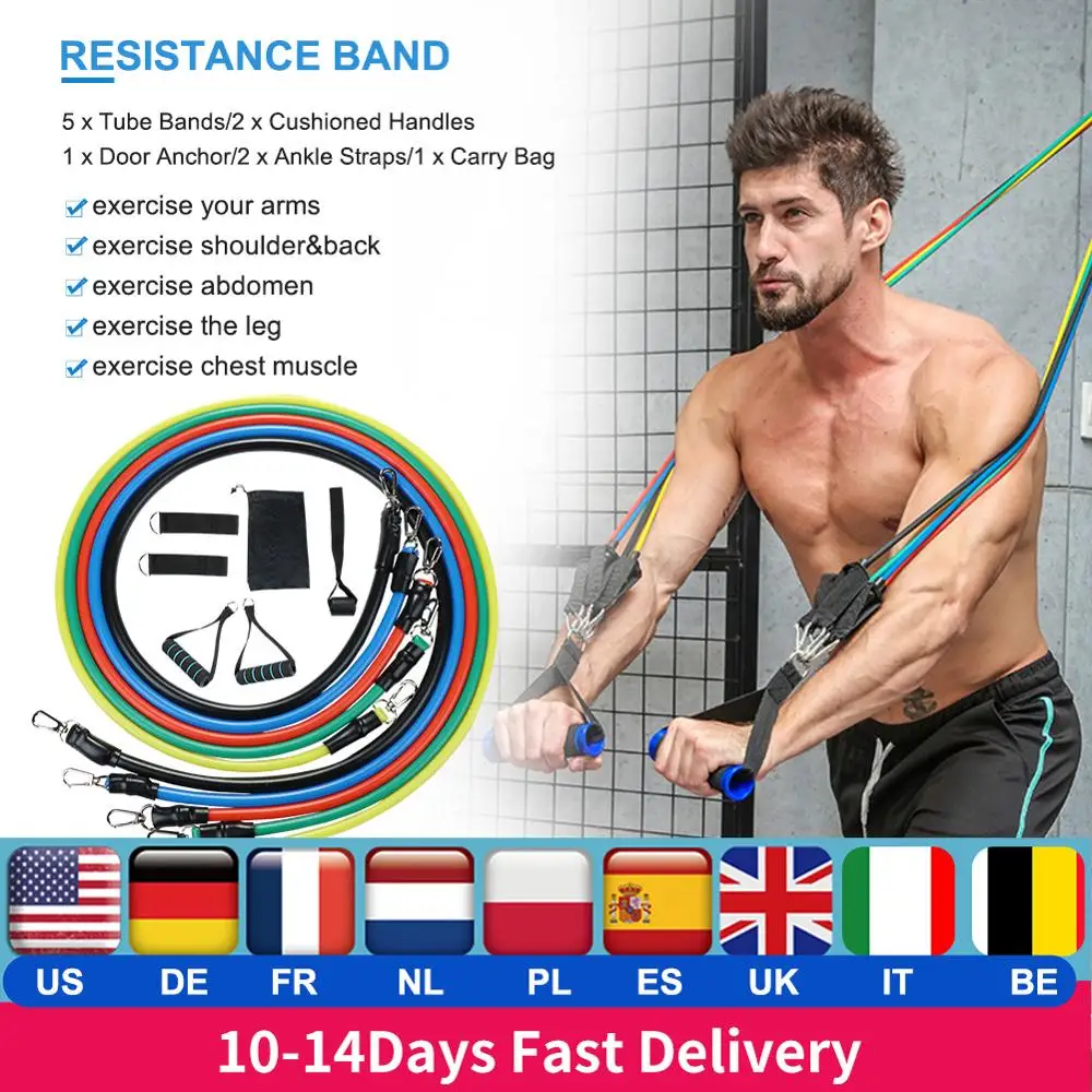 

11Pcs/set Pull Rope Fitness Exercises Resistance Bands Latex Tubes Pedal Excerciser Body Training Workout Yoga Resistance Bands