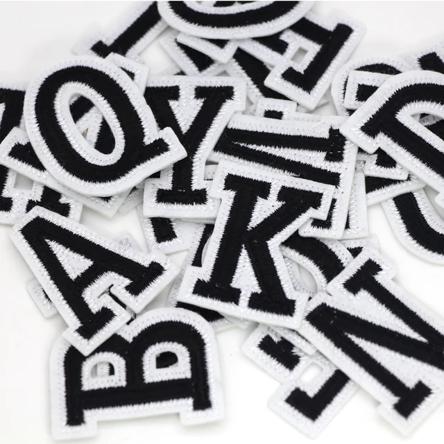 Buy English Alphabet Letter Embroidery Patches Embroidery Clothing Stickers Pure White English Letters Applique Name Patches Online