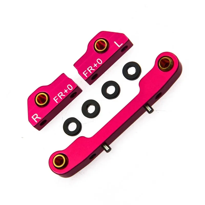Aluminum Front Suspension Mount (FF+0) Set For 3Racing Sakura D4 1/10 Scale RC Drift Car - Pink - View #2