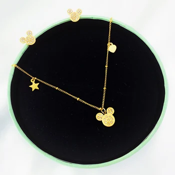 

Mickey Stainless Steel Necklaces for Kids Jewelry Mini Mouse Animal Rabbit Necklace collier femme 2020 Wholesale