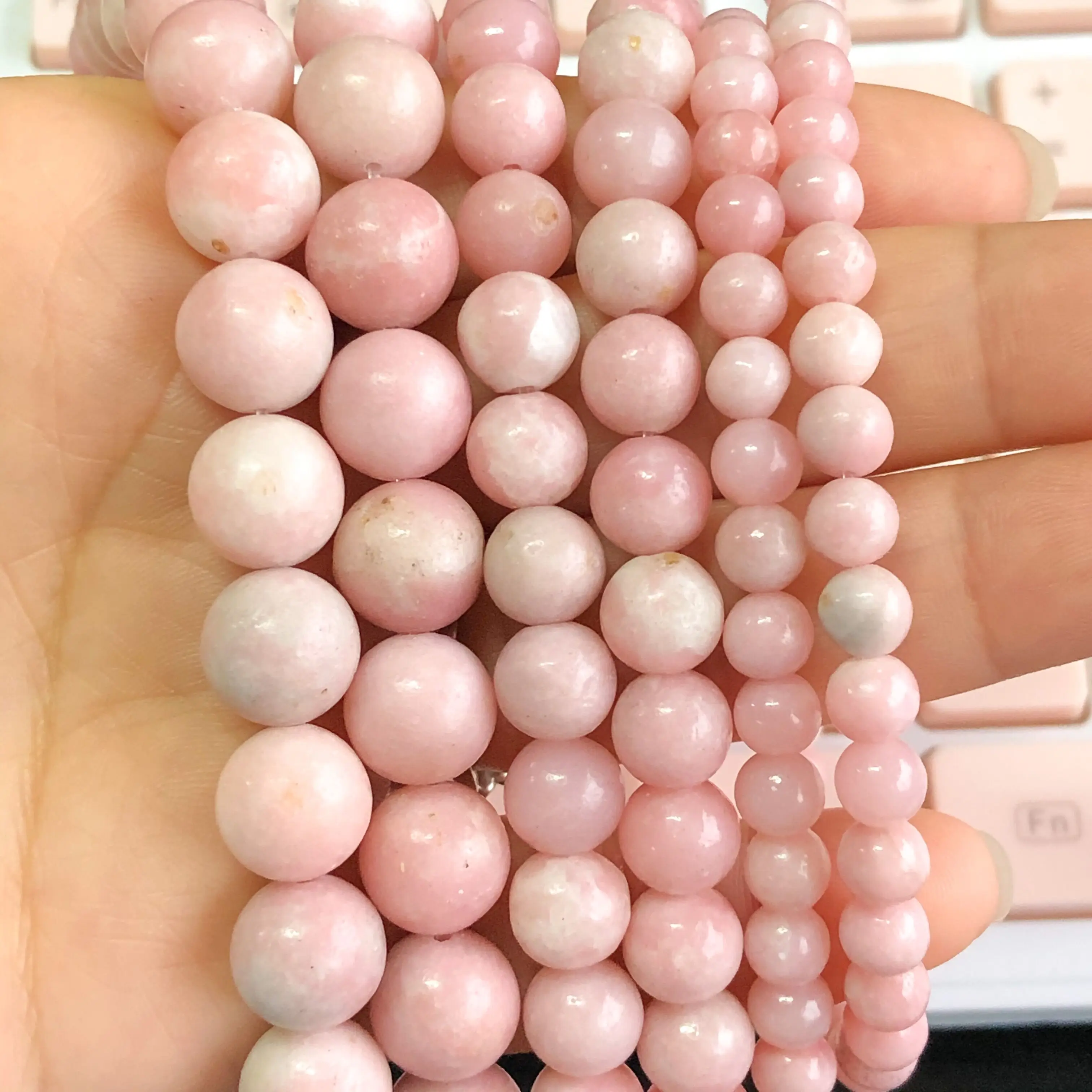 

Natural Stone Pink Opal Beads Smooth Round Loose Spacer Beads For Jewelry Making DIY Bracelet&Necklace Pick Size 6/8/10mm 15Inch