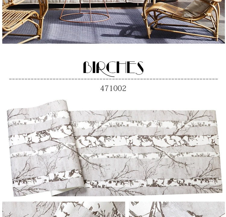 Gray White Birch Tree 3D PVC Wallpaper for Cloth Shop Modern Nordic Design Coffee House Resturant Wall Paper Roll Forest Woods
