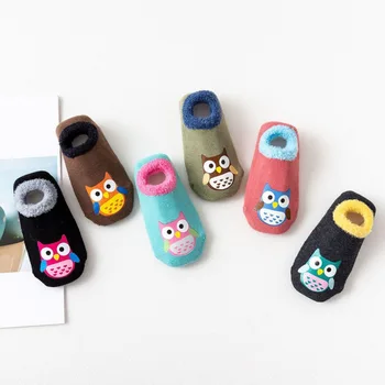

Baby Socks Autumn Winter Casual Fashion Children's Cute Cartoon Owl Non-Slip Cotton Floor Socks Kids Slippers new