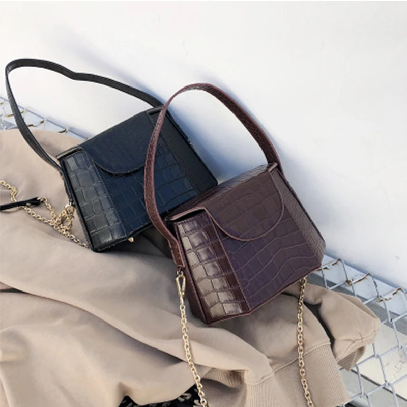 

Fashion Alligator Messenger Bags for Women Casual Square Box Women's Handbags Simple Chain Ladies Crossbody Bags Vintage Purses