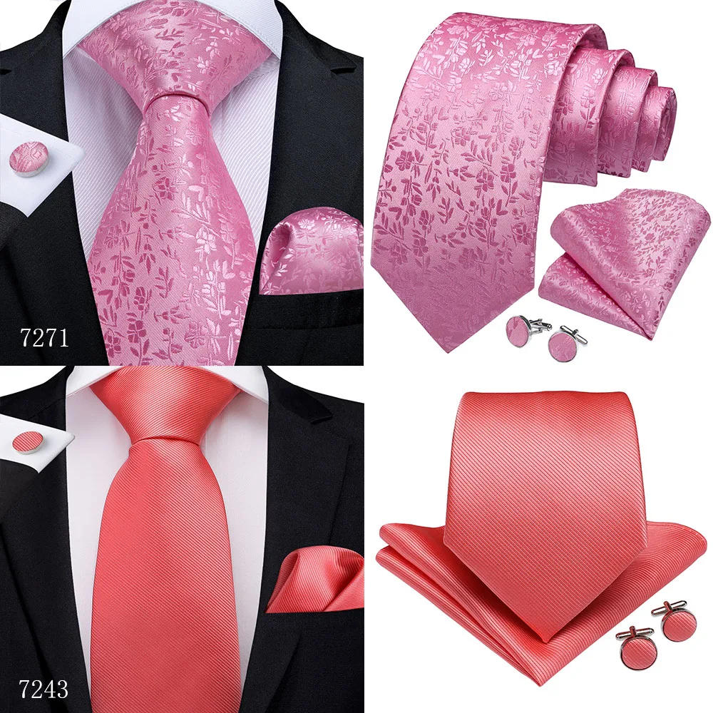 DiBanGu модный персиковый розовый мужской подарок зажим для галстука Hanky запонки галстук 150 см длинный галстук для мужчин Свадебный вечерний деловой галстук набор MJ-7195