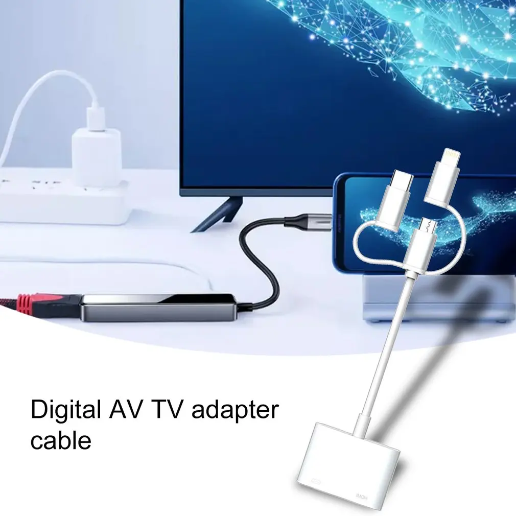 3 в 1 type C к HDMI 1080P цифровой AV ТВ Кабель-адаптер для Android для Iphone 7 8 X хаб Кабель-адаптер