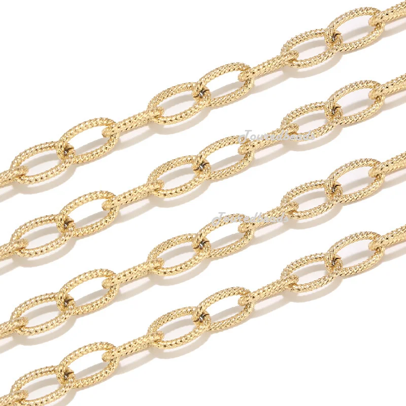 

1 Meter Stainless Steel 9x15mm Gold Chunky Chains Textured Punk Choker Necklace Chain for DIY Jewelry Making Accessories