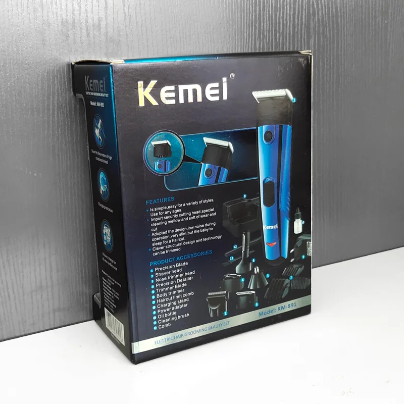 Kemei перезаряжаемая электрическая машинка для стрижки волос с низким уровнем шума Беспроводная Мужская 6 в 1 многофункциональная машинка для стрижки волос тример для бороды F30