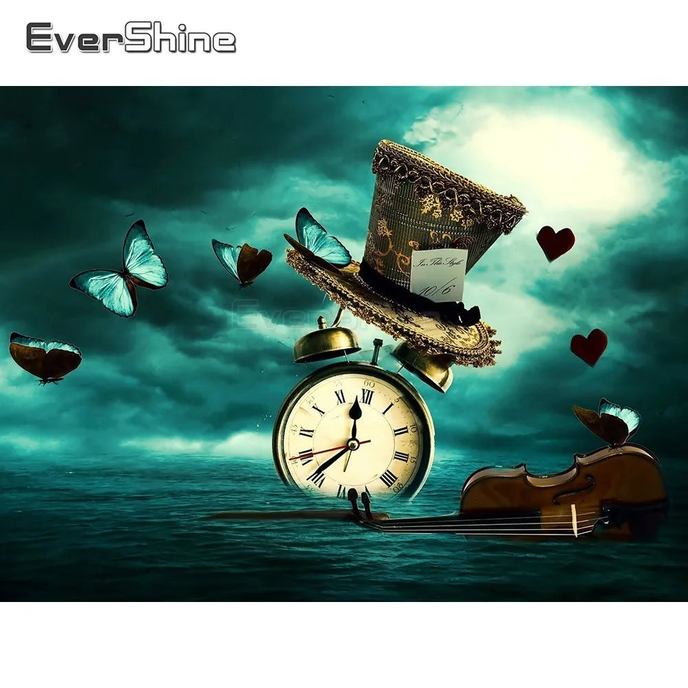 EverShine 5D Diamond Painting Scenery Picture Of Rhinestones Embroidery Full Display Alarm Clock Cross Stitch Wall Decor | Дом и сад