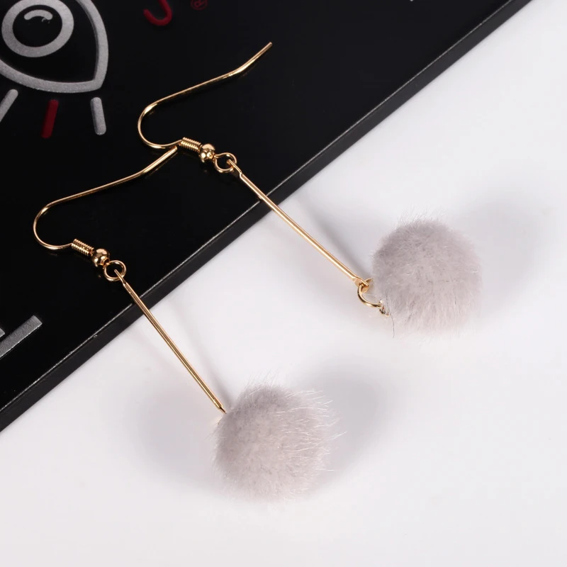 Color Cute woolly ball asymmetry simple pearl earings fashion jewelry