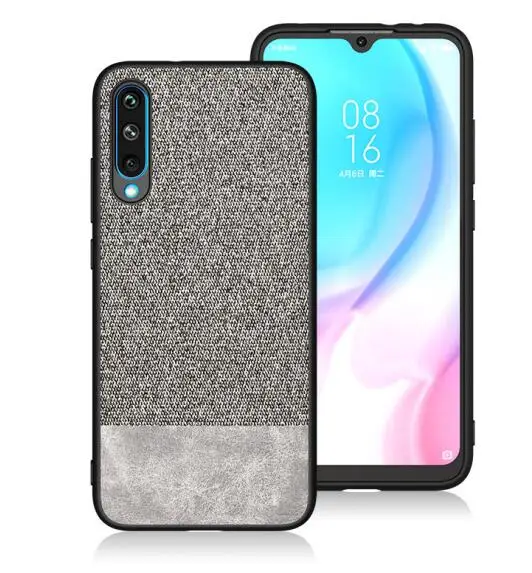 Роскошный деловой холщовый тканевый чехол для телефона Xiaomi mi CC9 CC9e A3 Red mi K20 Pro тонкий, мягкий, из полиуретана Edge сшивание ткани задняя крышка - Цвет: grey with grey