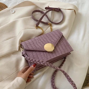 

Wave Shoulder Belt Design Small PU Leather Crossbody Shoulder Bag For Women 2020 Summer Luxury Stone Pattern Handbags Sweet