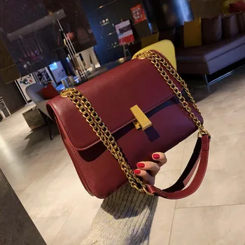 

Female bag 2019 new Korean version of the chain crossbody bag fashion PU bag cover buckle shoulder bag