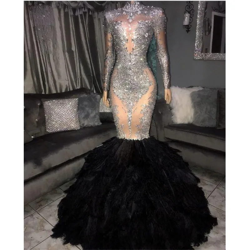 Nieuwe Designer Mermaid Prom Jurken 2020 Veren Rok Lange Mouwen Avondjurk Satin Applique Sequin Vestidos De Fiesta Nieuwe Designer Mermaid Prom Jurken 2020 Veren Rok Lange Mouwen Avondjurk Satin Applique Sequin Vestidos De Fiesta