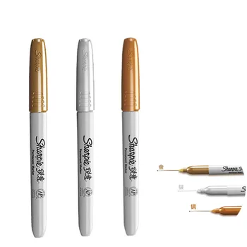 

1.0mm Silver Gold Bronze Fine Point Oil Metallic Permanent Markers Write Surface Paper Metal Glass