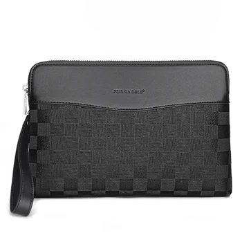 

Top Quality Business Men's Clutch Large Capacity Fashion Plaid Man Handbag