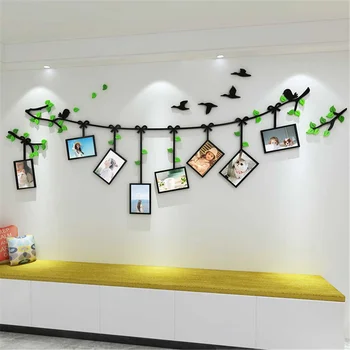 

3D DIY Acrylic Wall Stickers Removable Photo Frame Tree Wall Decals Posters Wall Stickers Flower Mural Art Picture Home Decor