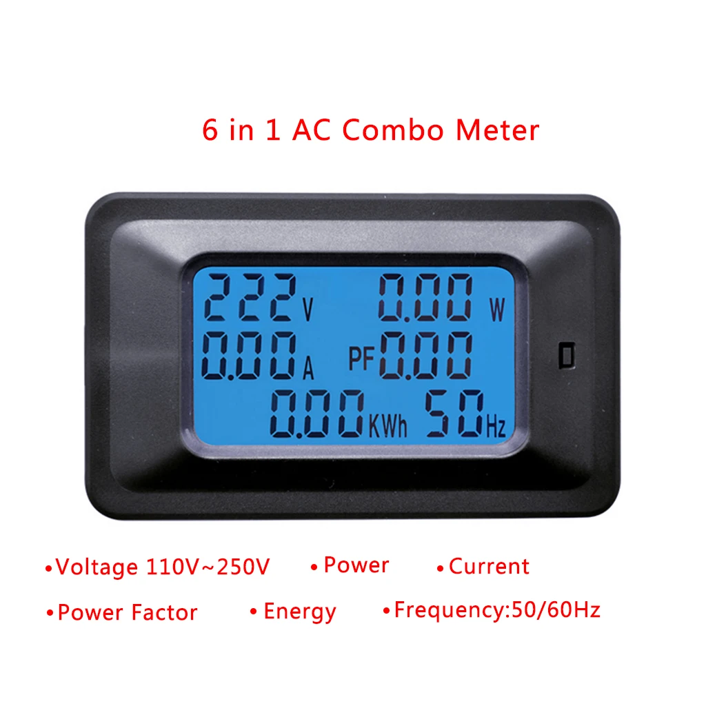 100A AC Digital LCD Panel Current Power Meter Monitor Energy Ammeter Voltmeter